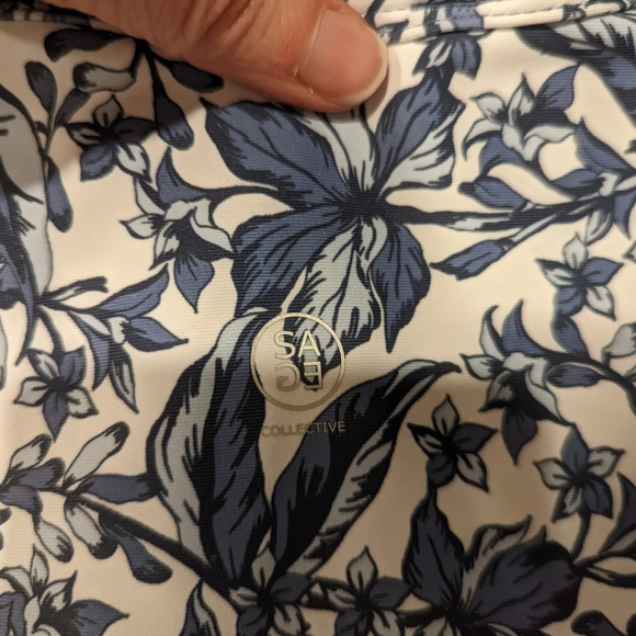 Floral Blue and White Athletic Romper - Picture 5 of 9